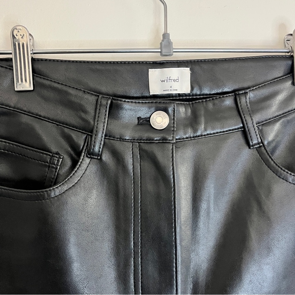 Aritzia Wilfred Black The Melina Super High Rise Vegan Leather Straight Pants - Picture 4 of 8